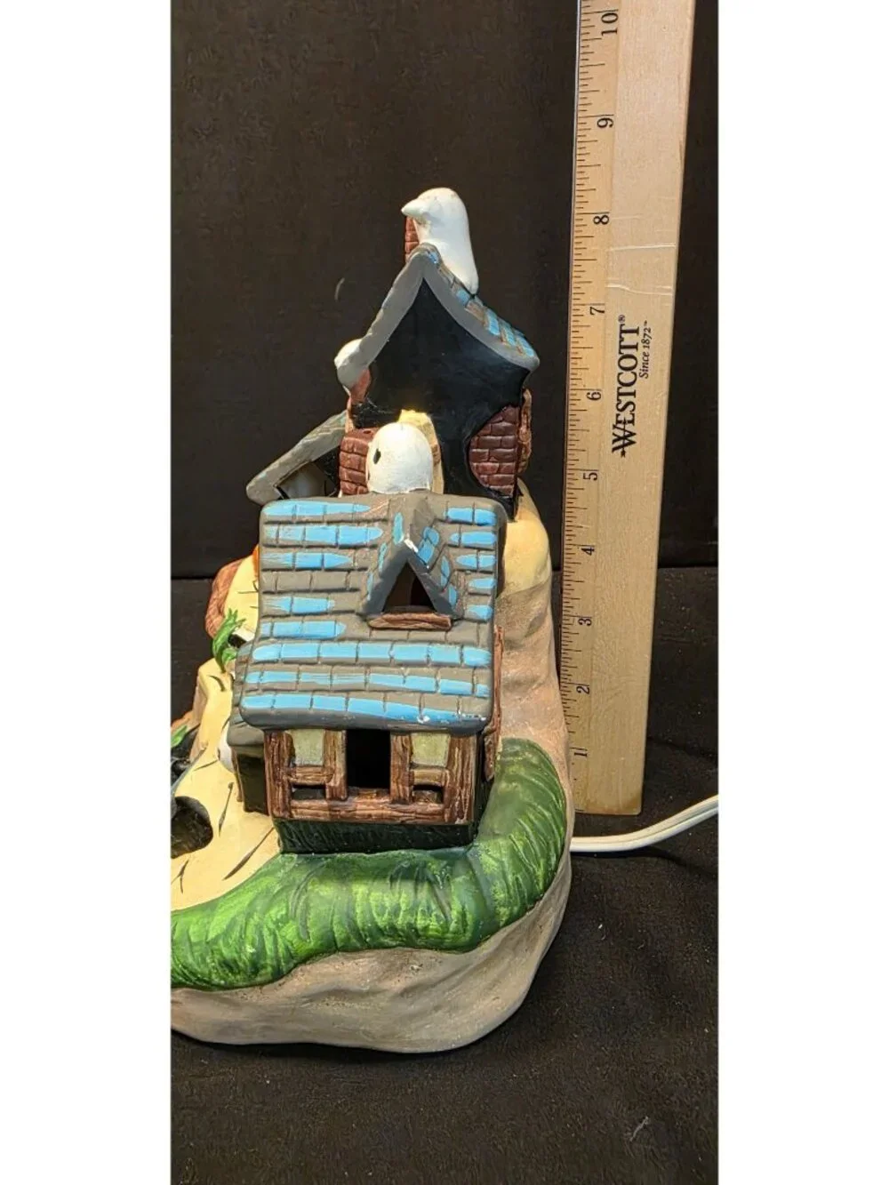 Vintage Pacific Rim Ceramic Light-Up Halloween Spooky Haunted House Colorful